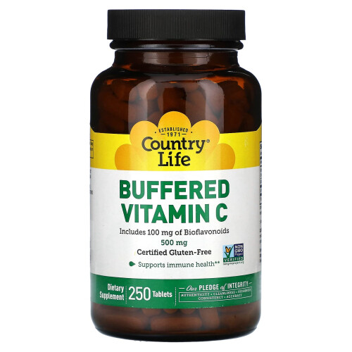 Country Life, Vitamina C Bufferada, 500 mg, 250 Comprimidos