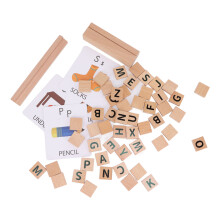 Blocchi di Costruzione con Alfabetto in Legno per Bambini e Adulti, Legno di Faggio, Educativi per l'Apprendimento
