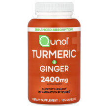 Qunol, Kurkuma + Ginger, 2 400 mg, 105 kapslí (800 mg na kapsli)