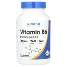 Nutricost, Witamina B6, 100 mg, 240 Kapsułek