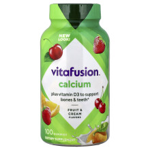VitaFusion, Calcium, Natürliche Frucht- und Sahne-Aromen, 500 mg, 100 Gummibärchen (250 mg pro Gummibärchen)