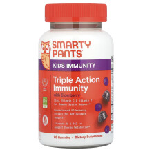 SmartyPants, Barn, Trippelverkande immunitetsgumminer med Hallon, 60 Gummies