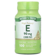 Nature's Truth, Hoog Potentie Vitamine E, 90 mg (200 IU), 100 Quick Release Zachte Gelcapsules