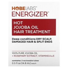 Hobe Labs, Energizer, Gorący Olej Jojoba do Leczywania Włosów, 3 Zamykane Tubki, 0,5 fl oz (14,8 ml) Każdy