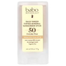 Babo Botanicals, Daily Sheer Tinted Mineral Sunscreen Stick, SPF 50, Fragrance Free, 0,6 oz (17 g)