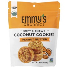 Emmy's Organic Cookies, Zachte en Chique Coco-Nootjes, Pindaboter, 4 oz (113 g)