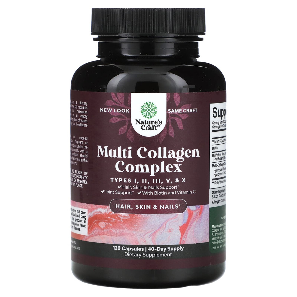 Nature's Craft , Multi Collagen Complex, 120 Capsules