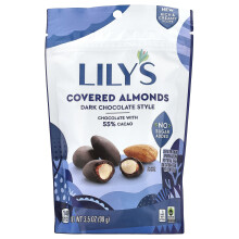 Lily's Sweets, Almendras Cubiertas, Estilo de Chocolate Oscuro, 3.5 oz (99 g)