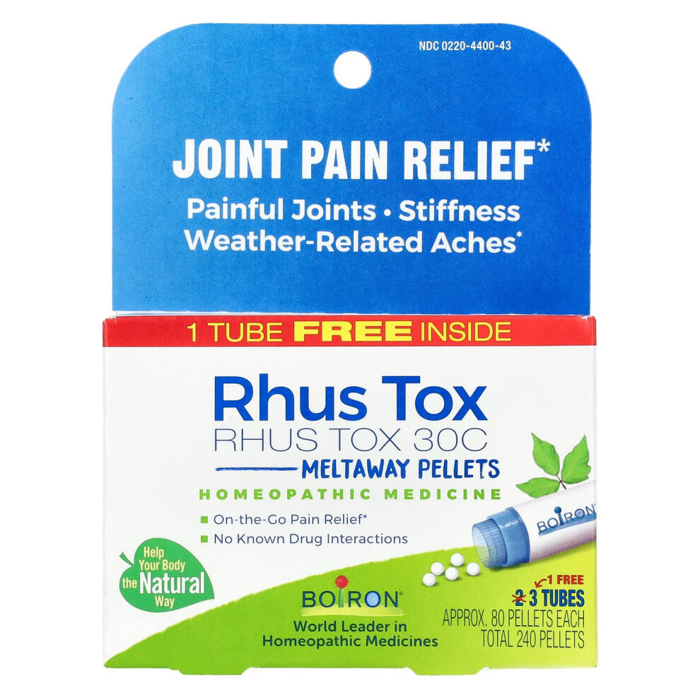 Boiron , Rhus Tox, 30C, Meltaway Pellets, 3 Tubes, 80 Pellets Each