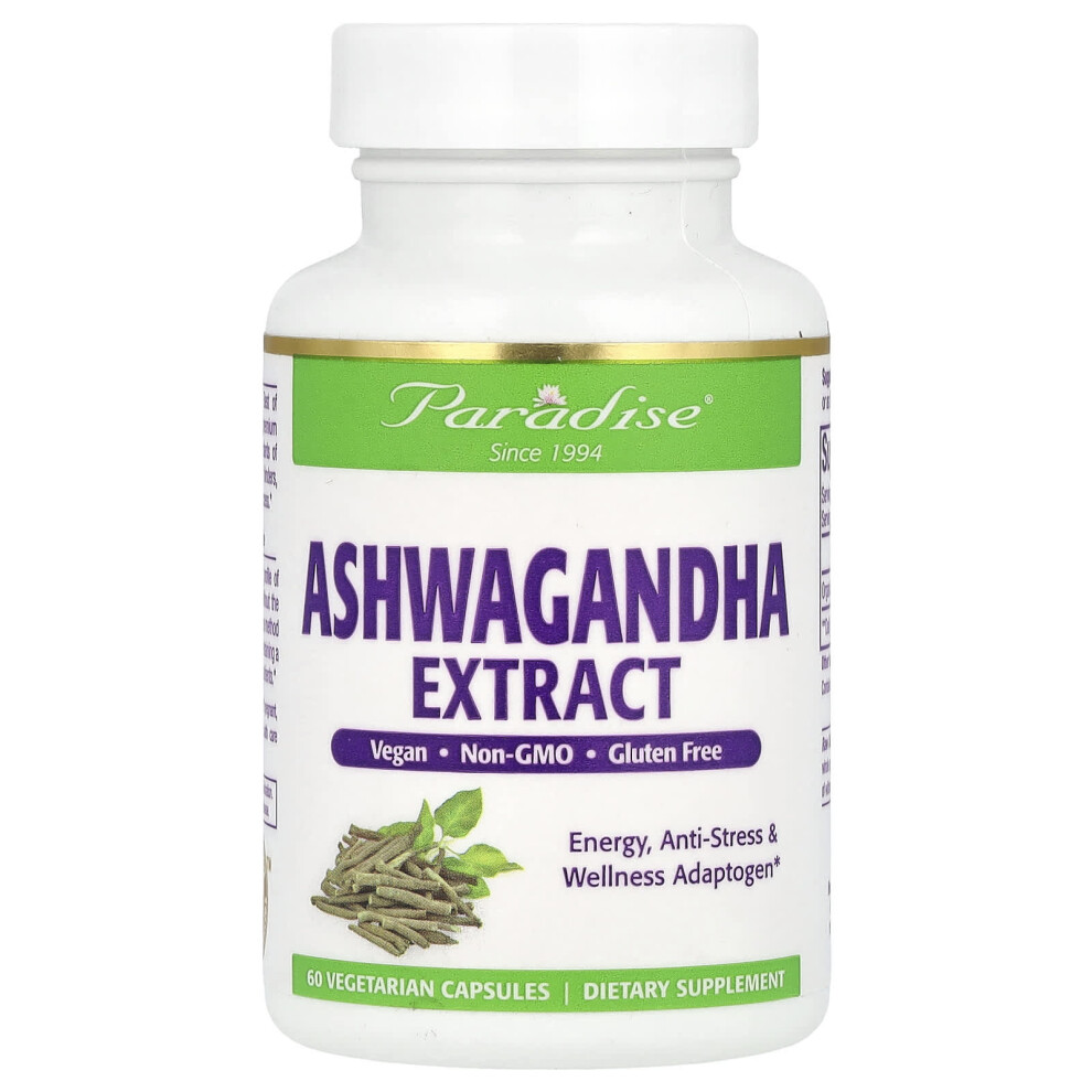 Paradise Herbs , Ashwagandha Extract, 60 Vegetarian Capsules (250 Mg Per Capsule)
