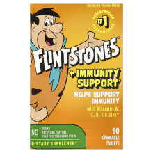 Flintstones, Dziecięcy Multivitamin, + Wspomaganie Ochrony Przeciwzakrocznej, 90 Tabletek do Zjemienia