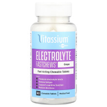 Vitassium, FastChews de Eletrólitos, Uva, 60 Comprimidos Chaveáveis