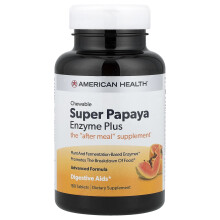 American Health, Super Papaya Enzyme Plus, Tænkelig, 180 Tabletter