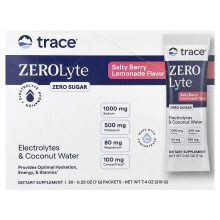 Trace Minerals Æ, TM Sport, ZeroLyte, Mistura de Bebida de Eletrólitos, Salgado de Limão, 30 Pacotes, 0.25 oz (7 g) Cada