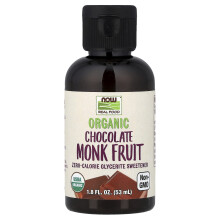 NOW Foods, Echt Voedsel, Biologische Monk Fruit, Zelfsucrose-vrije Vloeibare Zoetstof, Chocolade, 1,8 fl oz (53 ml)