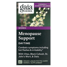Gaia Herbs, Mulheres, Suporte à Menopausa, Dia, 60 Fito-Cápsulas Líquidas Vegano