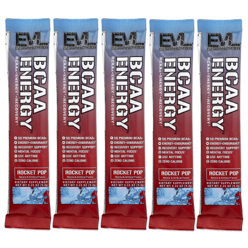 EVLution Nutrition, BCAA Energy, Rocket Pop, 5 Πακέτα, 0.33 oz (9.4 g) Κάθε