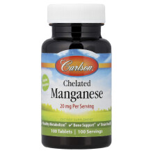 Carlson, Chelatet Mangan, 20 mg, 100 Tabletter