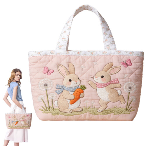 Bolsa de lona acolchoada feminina 33x31cm 1