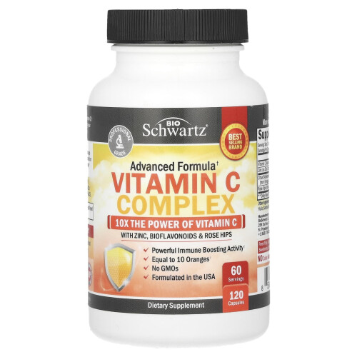 BioSchwartz, Complexo de Vitamina C com Zinco, Bioflavonoides & Rosa, 120 Cápsulas