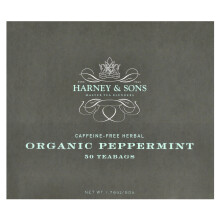 Harney & Sons, Kruiden Thee, Biologische Pepermunt, Koffievrij, 50 Theezakjes, 1.76 oz (50 g)