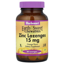 Bluebonnet Nutrition, EarthSweet Chewingtabletten, Zink Lozenges, Oranje, 15 mg, 60 Lozenges