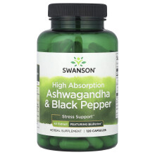 Swanson, Hoch-Absorptions-Ashwagandha & Schwarzer Pfeffer, 120 Kapseln