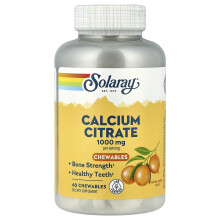 Solaray, Calcium Citrate, Natural Orange, 1,000 mg, 60 Chewables (250 mg per Tablet)