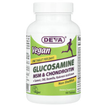 Deva, Glucosamina y MSM Vegano, 90 Tabletas