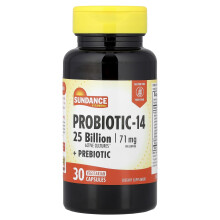 Sundance Vitamins, Probiotik-14, 71 mg, 30 Vegetariska Kapslar (35.5 mg per Kapsel)