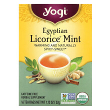 Yogi Tea, Egyptische Licorice Munt, Koffievrij, 16 Thee zakjes, 1,12 oz (32 g)