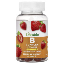 Gomas de Complejo B + Vitamina C de Lifeable, Fresa, 60 Gomas