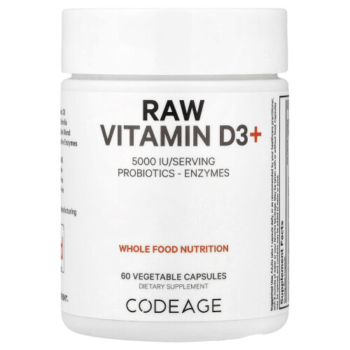 Codeage, Raw Vitamin D3+, 5,000 IU, 60 Vegetable Capsules