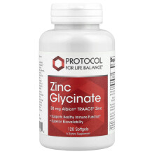 Protocol for Life Balance, Zink Glycinaat, 30 mg, 120 Zachte Capsules