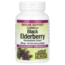Natural Factors, Sambucus Black Elderbeere, 100 mg, 120 schnelle Wirkung Softgels