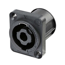 4-polet chassisstik, sort D-størrelse flange, forsænkede gennemgående huller, 3/16" flade faner.