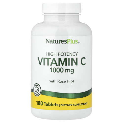 NaturesPlus, Υψηλής Πυκνότητας Βιταμίνη C Με Ροζή Μελίστα, 1,000 mg, 180 Φύλλα