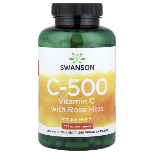 Swanson, C-500, Vitamina C com Rosa, 500 mg, 250 Cápsulas