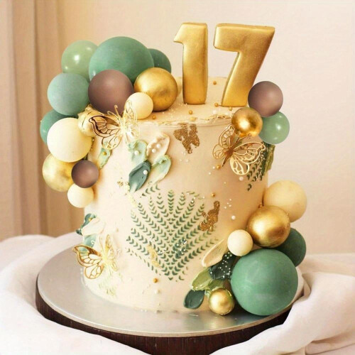 Décoration de gâteau éléphanteau vert avec perles 1