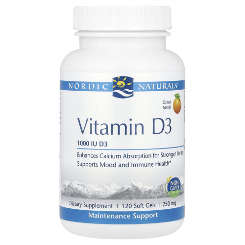 Nordic Naturals Βόρειοι Φυσιολογικοί, Βιταμίνη D3, Πορτοκάλι, 1.000 IU, 120 Μυτελών