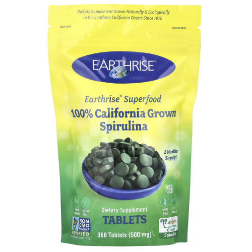 Earthrise, 100% Καλιφόρνιας Ανθούσεως Spirulina, 500 mg, 360 Φύλλα