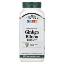21st Century, Ginkgo-Biloba-Extrakt, Standardisiert, 200 vegetarische Kapseln (60 mg pro Kapsel)