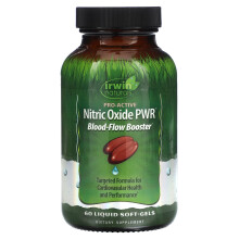 Irwin Naturals, Óxido Nítrico PWR, Aumentador de Flujo Sanguíneo, 60 Gel Sofás Líquidos
