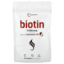 Micro Ingredients, Biotyna, 5 000 mcg, 365 Tabletek w kapsułkach