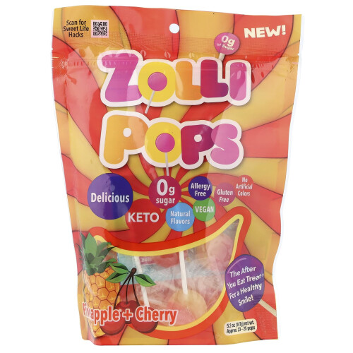 Zollipops, Τα Καντίνια Δόντια, Cherry + Πιπέρνι, Περίπου 23-25 Καντίνια, 5.2 oz