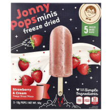 JonnyPops, Freeze Dried Minis, Strawberry & Roomijs, 5 Pops, 10 g Elk
