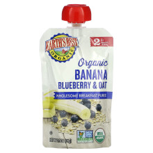 Earth's Best, Organický Zdravý Snack Puree, 6+ Mesiacov, Banana Blueberry & Oat, 3.5 oz (99 g)