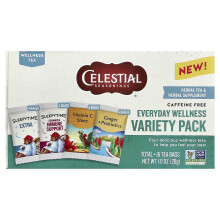 Celestial Seasonings, Iedere Dag Welzijn Variëteit Pakket, Koffievrij, 16 Theeballen, 1 oz (28 g)