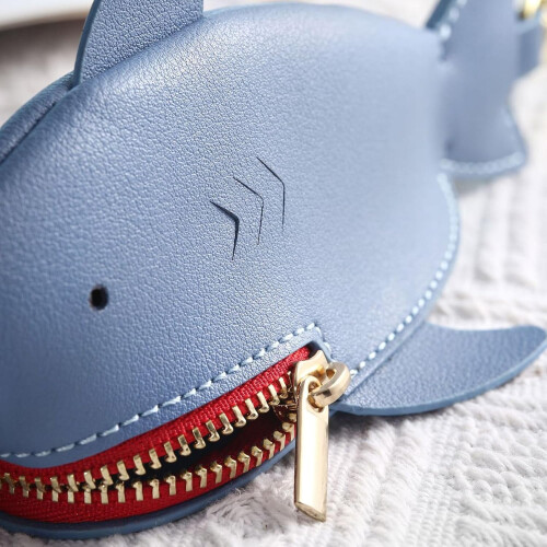 Θήκη για μπρελόκ με ζωάκια Shark Wallet 9,5x7,5cm, πορτοφόλι με φερμουάρ για κέρματα και 2