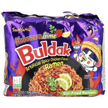 Buldak, Stir-Fried Ramen, Spicy Chicken, Habanero Lime, 5 Packs, 4.76 oz (135 g) Each